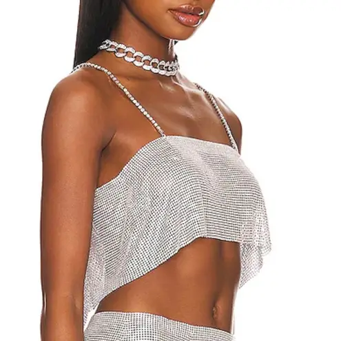 Camila Coelho Noemi Top in Silver Rhinestone