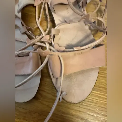 Loeffler Randall Heartla Ankle Wrap Gladiator Sandal Pink Nude Leather Heart 6.5