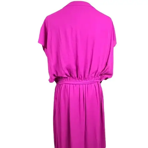 Fuchsia Blouson Wrap Skirt Midi Dress PXXL NWT Pink Size undefined