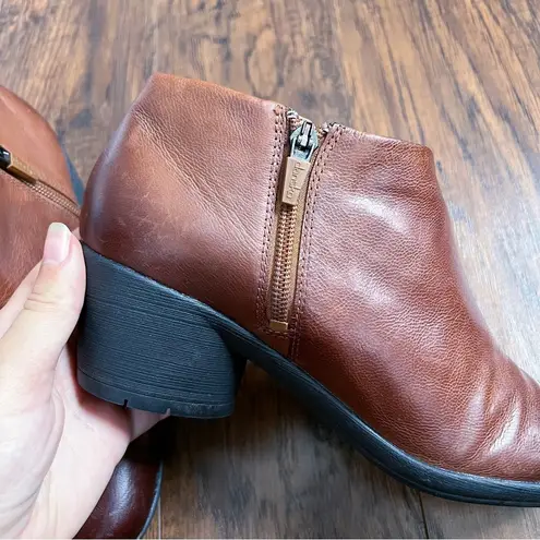 Dansko • Raina Burnished Leather Bootie brown Chestnut heeled ankle boot