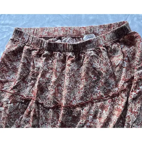 Japna  Floral Maxi Skirt Women’s Sz L Black Pink Wrap Ruffle Hem Cottagecore