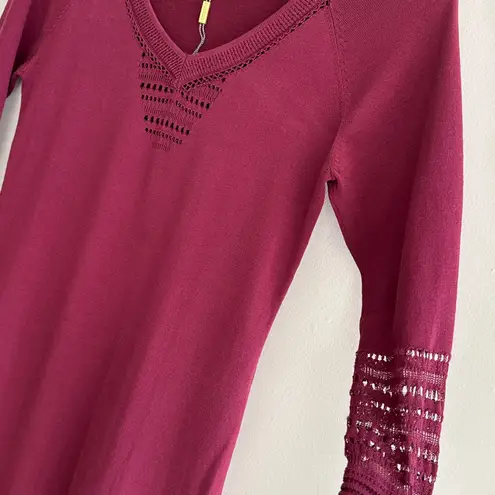 Zac Posen Casual 3/4 Sleeve Dress with Cutouts, Berry, Size Small