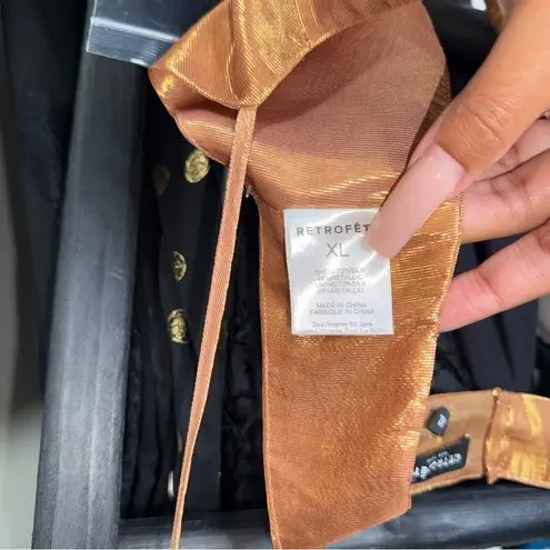 New RetrofĂȘte Vedra Silk Chiffon Metallic Bra in Nude Glitter Gold Size XL