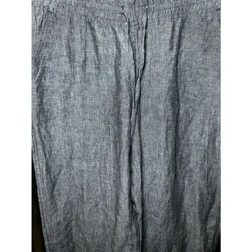 Allen Allen  Linen Pants Womens L Gray Elastic Waist Pockets High Rise Lagenlook