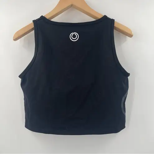 MONAT Tank Top Size Large Logo Tight Black Cropped Attached Sports Bra Athletic