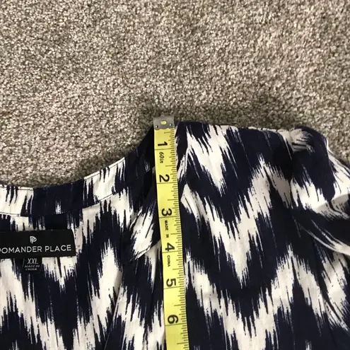 Tuckernuck Pomander Place Kenzo Dress in Navy Blue and White Ikat Size XXL