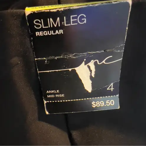 Inc. International Concepts Size 4 Black Slim Leg Ankle Mid Rise Pants