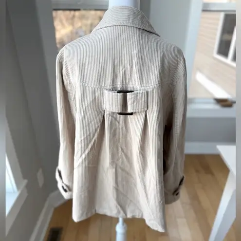 Vintage Relativity Ivory Cream Khaki Wide Wale Corduroy Chore Jacket Coat Sz XL Tan