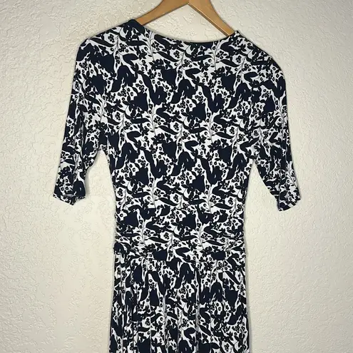 BODEN Ruched Waist Jersey Midi Dress French Navy Blue Tulip Terrace Wrap Preppy Size 2