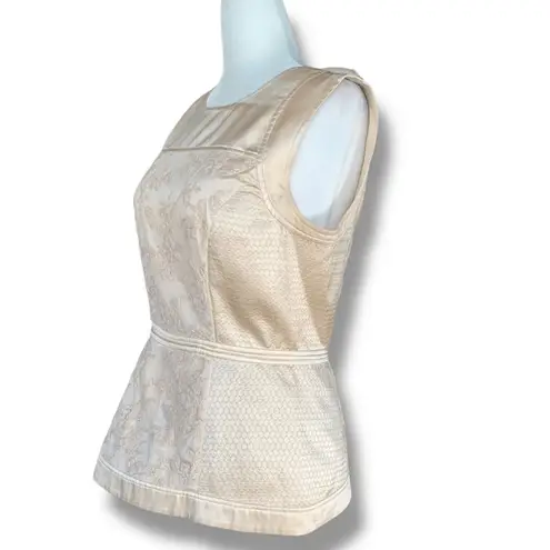 BCBG Max Azria Beige Lace Silk Blend Peplum Sleeveless Top Size Small