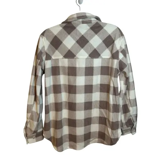 Mia & Tess Plaid Fleece Shacket White