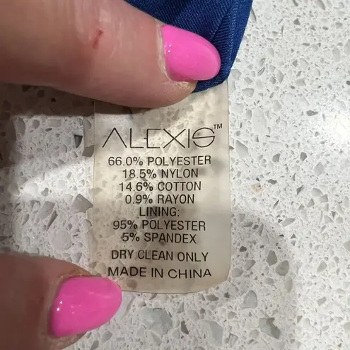 Alexis Size S Julianna Dress Blue Black Lace Halter Midi Bodycon High Neck Gown