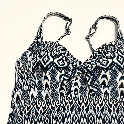 Kona Sol Tankini Top Pineapple Pattern Navy Blue White NWOT Size S