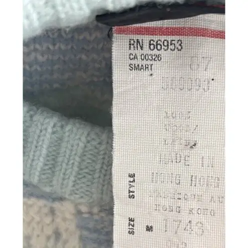 Head VTG Pastel Blue Geometric Knit 100% Wool Sweater M Fair Isle Grandmacore