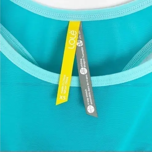 Lole Racerback Teal Athletic Mesh Workout Tank Top Built In Sports Bra Size XS