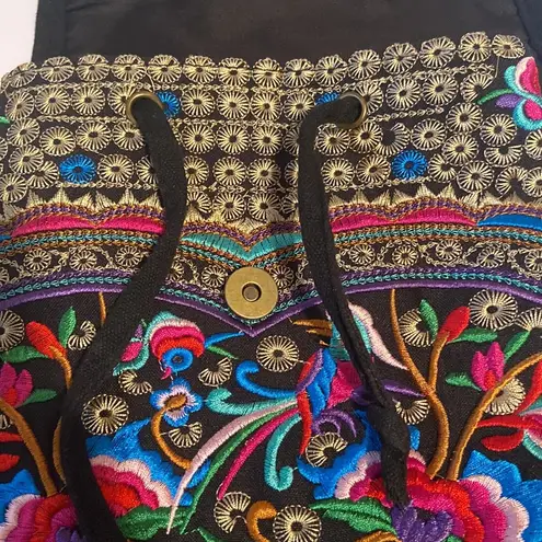 None Bright Floral Embroidered Backpack