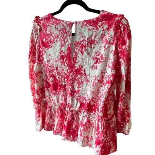 Sugarlips Women's M Pink Floral Ruffle Blouse Long Sleeve Casual Top Size M
