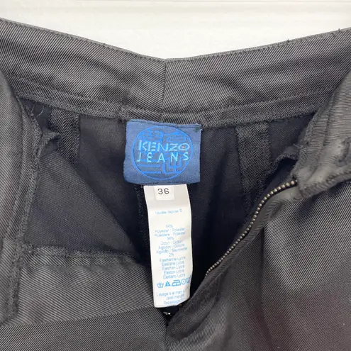 Vintage 90s Kenzo Dark Brown Zipper Split Hem Pants Size XS