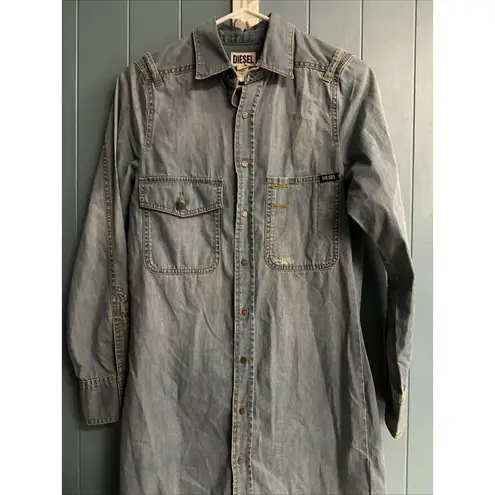 Diesel Authentic Denim Shirt Dress Long Sleeve Size 0/1 XXS Women's Blue