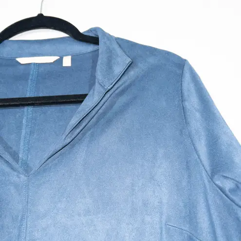 Soft Surroundings New Navy Sea Blue Rani Faux Suede Dress Size Medium
