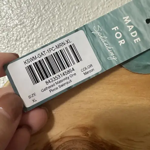 NEW Kindred Bravely Gathered Maternity One Piece Swimsuit Maroon Purple Size XL