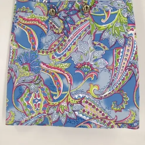 Melly M Womens Floral Paisley Lined Stretch Pencil Skirt Blue Green Size Medium