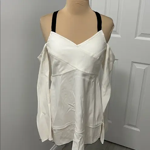 Proenza Schouler  Cream Black Cold Shoulder Blouse