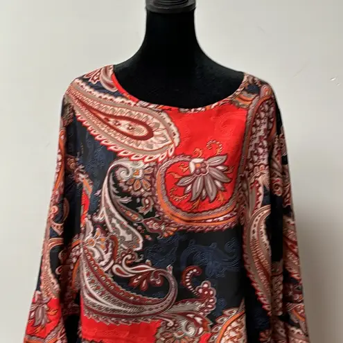 New York & Co. Tunic Top bell sleeve XL Multicolor Paisley Print Polyester Boho