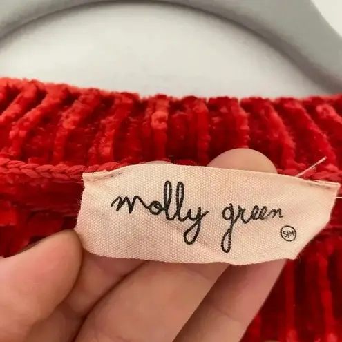 Molly green  Plush Chenille Sweater Red Cozycore Velvetcore Luxe Buttery Winter
