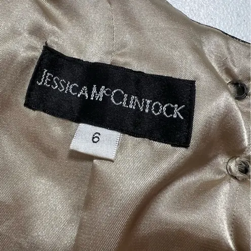 Jessica McClintock Strapless Black Gold Lace Tulle Sparkle Prom Party Dress