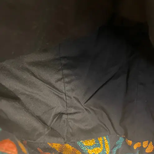 Farm Rio Black Flowerdoscopic Canvas Mini Skirt Quilted Size Large