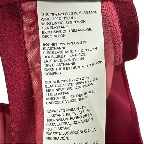 Avenue New Women’s Contour T Shirt Lace Detail Underwire Bra Red Satin size 46H