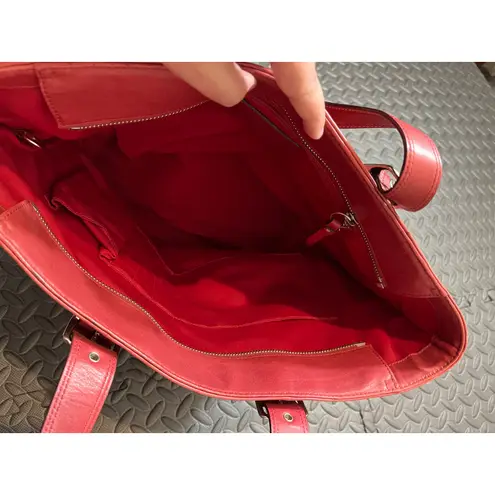 Coach Vintage  HAMPTON TOTE F10195 Red‎ LEATHER Classic Womens Y2K BAG PURSE