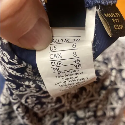 Asymmetrical Ruffled Black and White Swim Tank Top Size 6