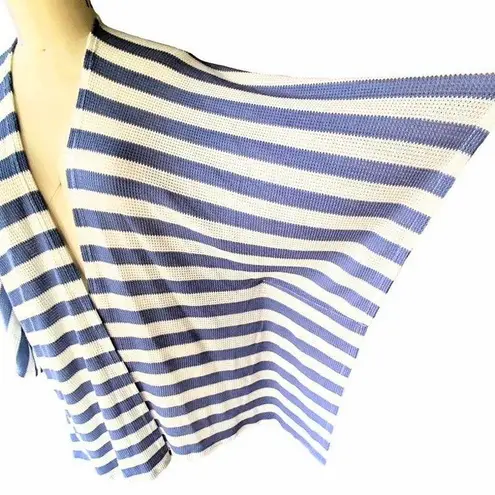 I JOAH Blue & White Stripe Loose Fit Cardigan Cover Up Top ~ Women's Size LARGE