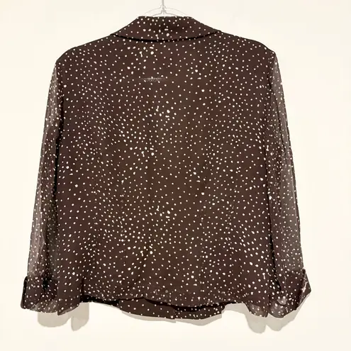 Maggy Boutique Silk Women's Polka Dot Blazer blouse brown white size 12