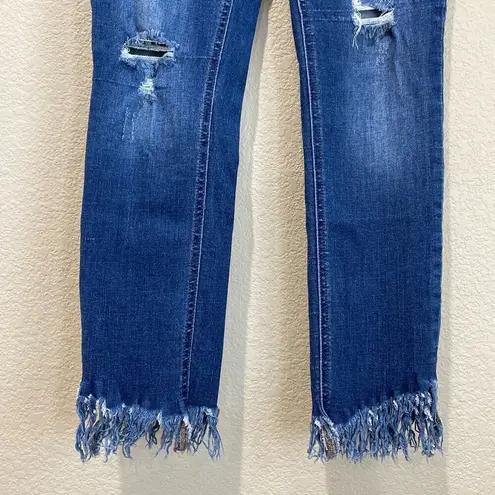 Free People  Great Heights Frayed Skinny Jean Size 27 Revolve Stretch Denim