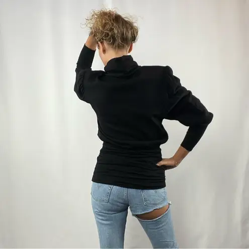 Vintage Valentino Miss V Wool Ruched Turtleneck Sweater in Black Size Small