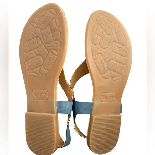 NWOT Korks Skylar Womens Pleather Adjustable Thong Sandals, Blue Dark Denim SZ 9