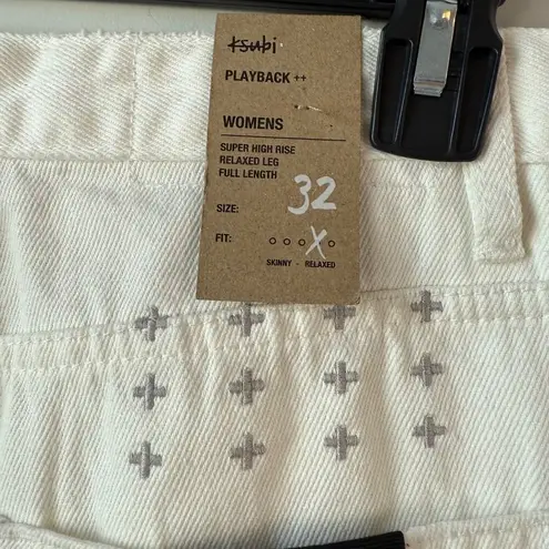 Ksubi Playback Blanc Sliced Jeans Size 32 White Super High Rise Relaxed Leg