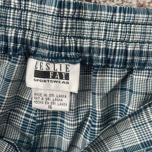 Leslie Fay Vintage Plaid Button Down Skirt Set Blue 12
