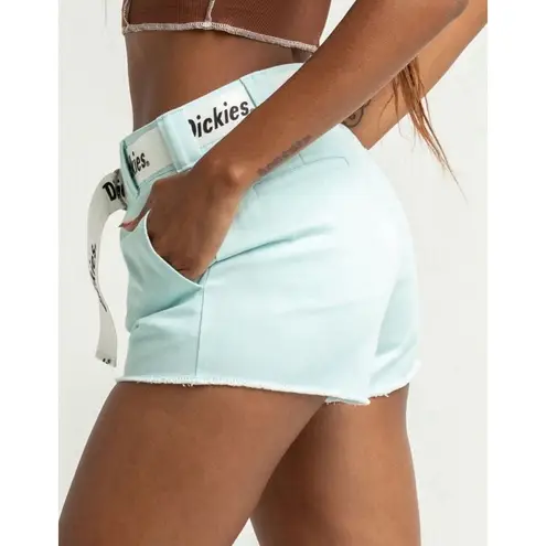 Dickies Womens Shorts Frayed Hem blue White Belt Juniors Sz 0/24