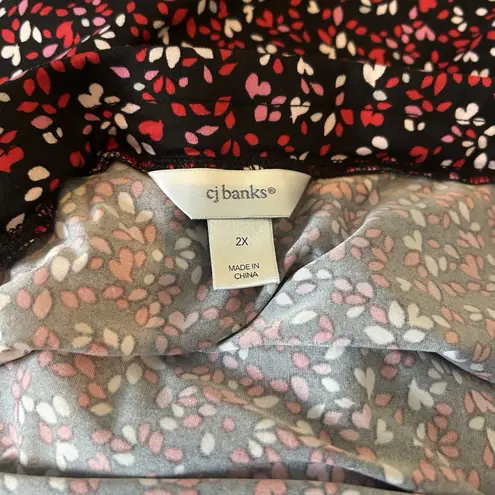 CJ Banks Christopher & Banks Size 2X Jersey Maxi Skirt Black Red Pink Heart