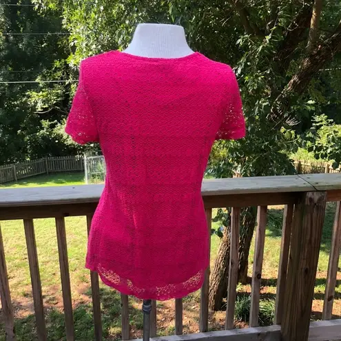 Leo & Nicole  Pink Lace Short Sleeve Top Shirt New S