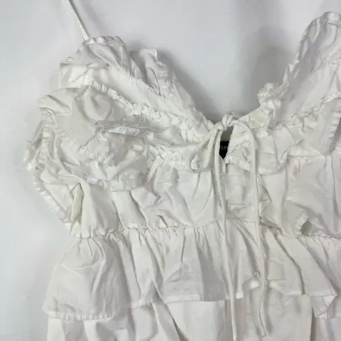 EXPRESS  White Tiered Ruffle Tank Top S