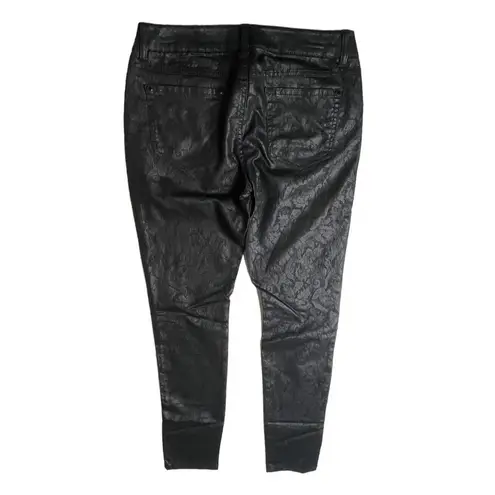 Mudd Juniors  Black Faux Leather Coated Lace Look Skinny Jeans Pants Size 9