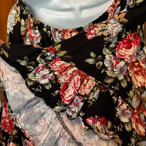 LPA Floral Ruffled Sleeve Off Shoulder Thong Bodysuit Medium