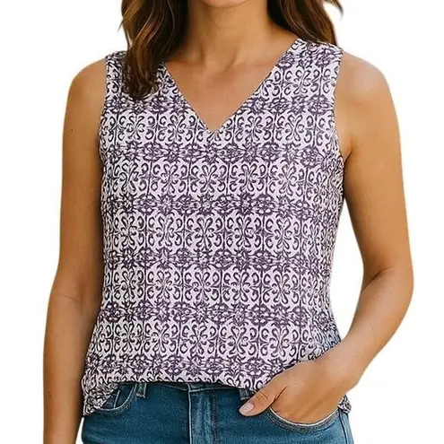 Willi Smith Ladies Sleeveless Black & White Blouse ~ V Neck ~ Women's Size SMALL