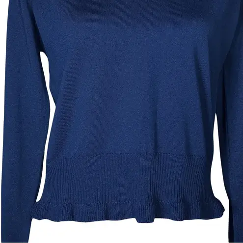 Givenchy 60s 70s Vintage Sport Preppy Blue V-Neck Ruffle Sweater. S/M. Old Money