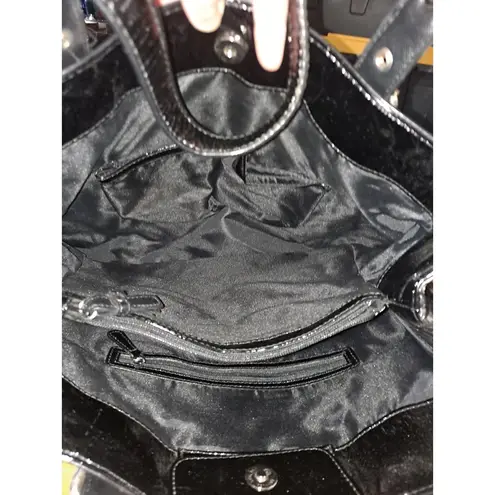 Nine West  Black Tote Bag Purse Faux Patent‎ Leather